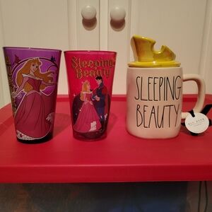 Sleeping Beauty Mug Rae Dunn and Glass Set